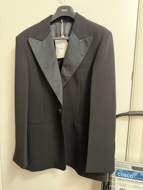 Salvatore Ferragamo Men's Black Satin-Lapel Tuxedo Jacket